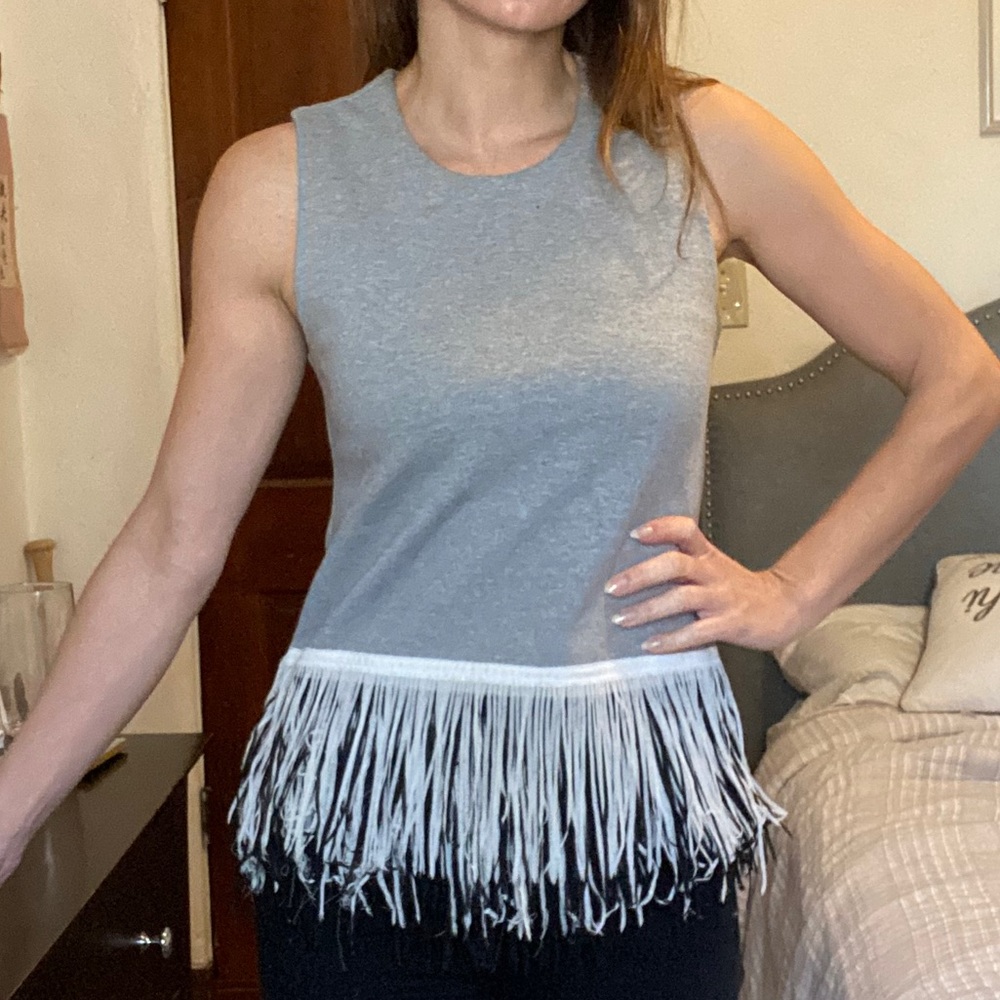 Holiday top! J crew sleeveless top with fringe